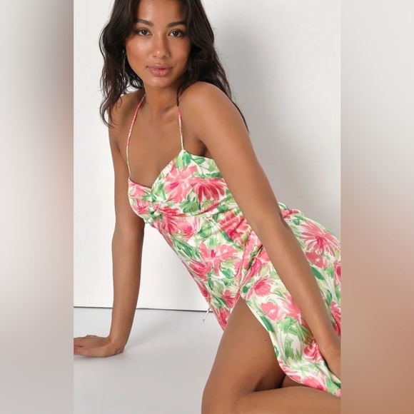 Lulus Vacay Getaway Ivory Floral Backless Maxi Dress Large - Picture 5 of 6